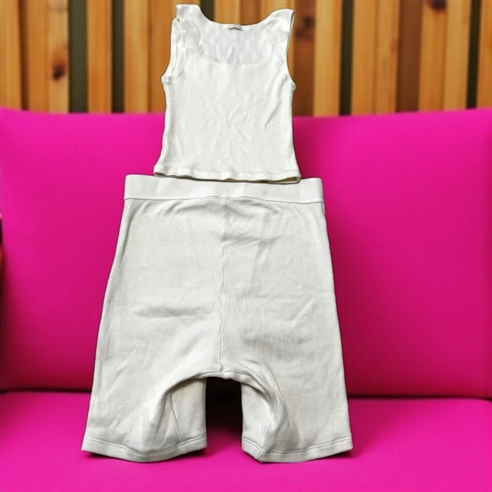 SKIMS Cotton Rib Tank & Boxer Set | Marble | Size M🤍